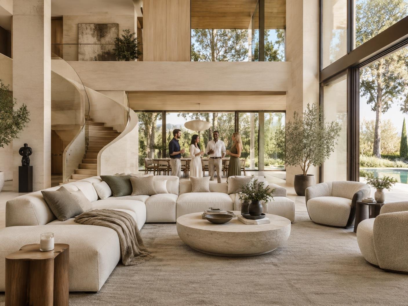 Company bonding at the villa — illustrative placeholder